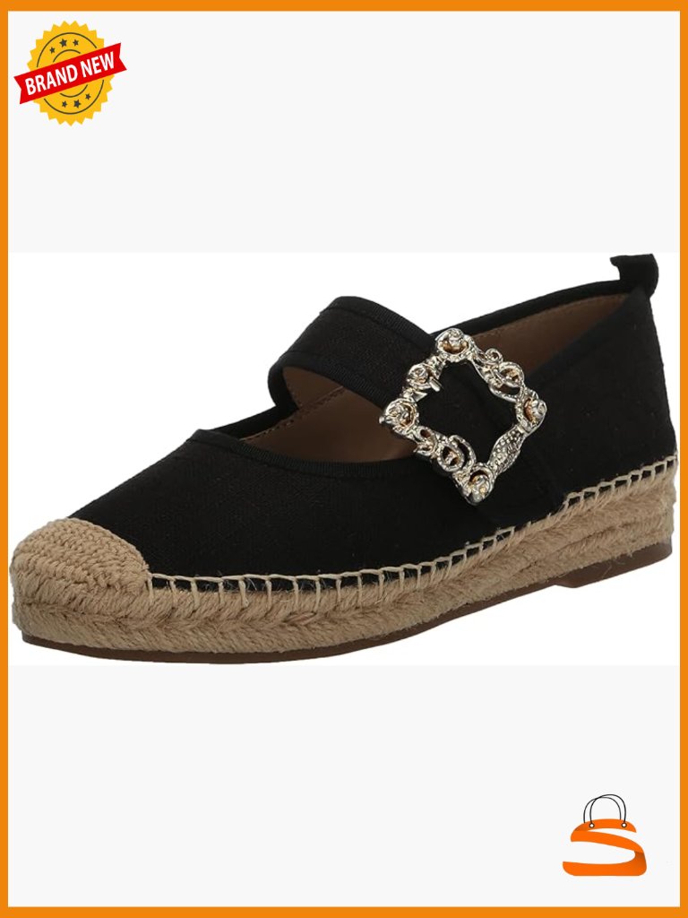 Espadrille Mary Jane Flats With Buckle Closure Fabric Upper